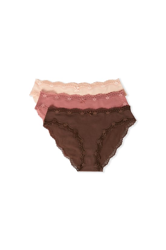 Lot de 3 culottes en coton et dentelle;${refinementColor}