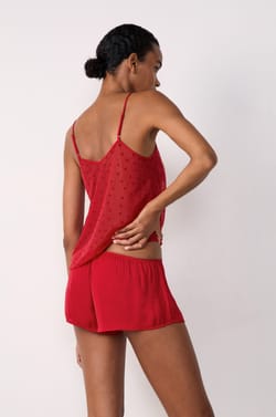 Short de pyjama satiné détails dentelle;${refinementColor}