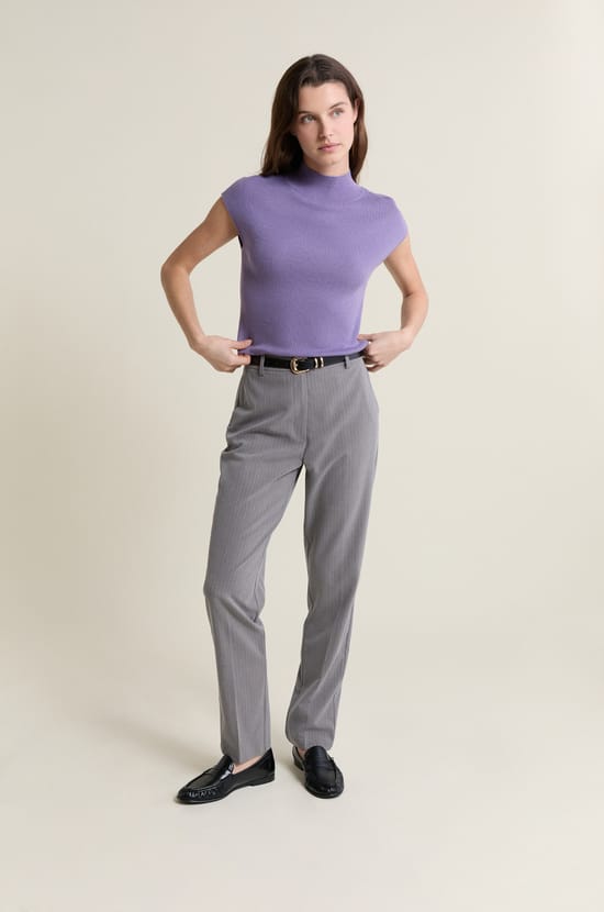 Sleeveless High Neck Sweater;${refinementColor}