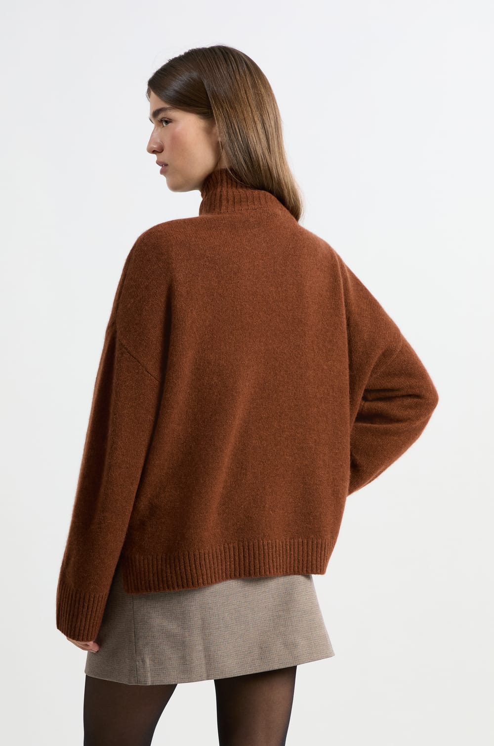 High Neck Cashmere Sweater;${refinementColor}
