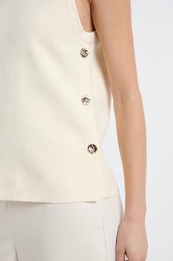 Top sans manches en coton avec boutons dor&eacute;s;${refinementColor}