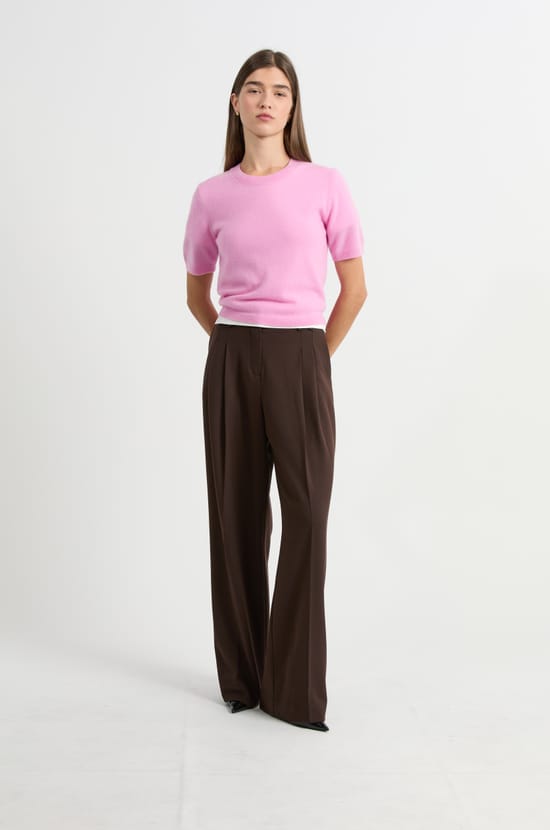 Pull manches courtes en cachemire;${refinementColor}