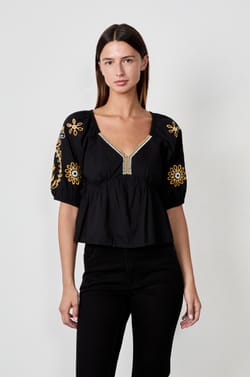 Blouse brodée dos nu;${refinementColor}