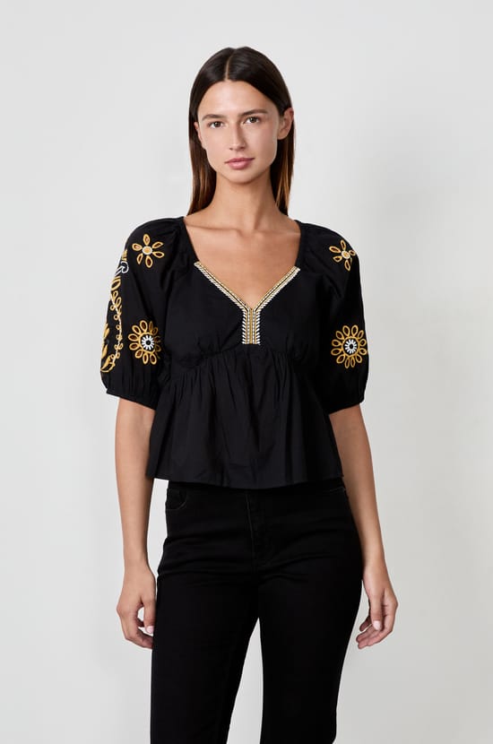 Blouse brodée dos nu;${refinementColor}
