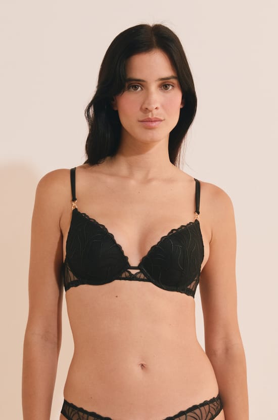 Soutien-gorge N.2 - Le push-up plongeant en broderie florale;${refinementColor}