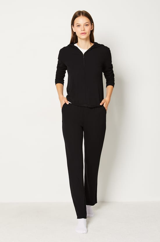 Hooded Zip-up Pyjama Sweatshirt;${refinementColor}