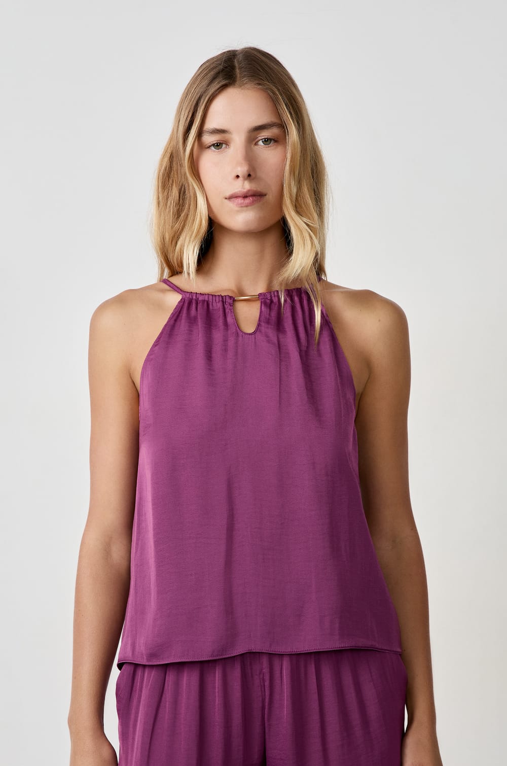 Sleeveless Satin Camisole;${refinementColor}