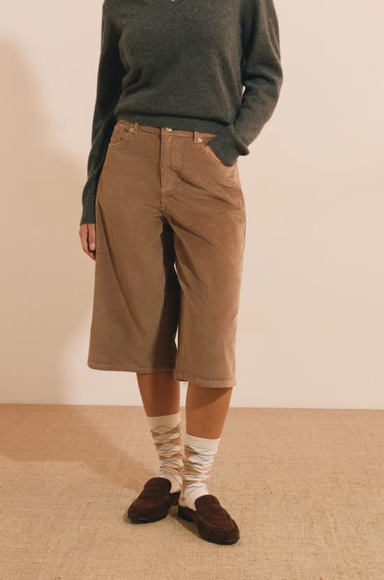 Jupe-culottes en velours c&ocirc;tel&eacute;;${refinementColor}