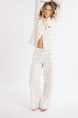 Pantalón de pijama a cuadros de algodón;${refinementColor}