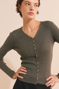 Cardigan c&ocirc;tel&eacute; &agrave; col V avec laine;${refinementColor}