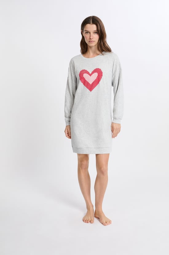 Chemise de nuit manches longues en coton;${refinementColor}