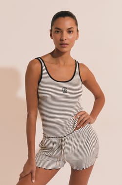 D&eacute;bardeur de pyjama &agrave; rayures;${refinementColor}