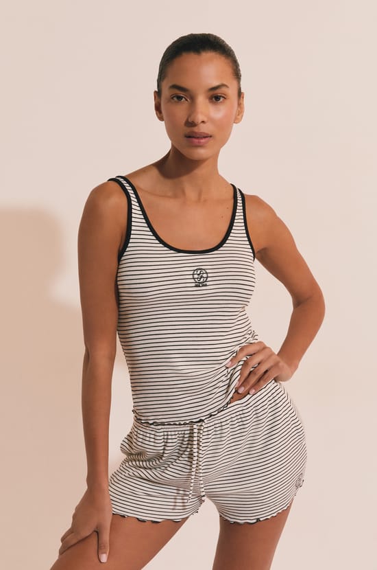 D&eacute;bardeur de pyjama &agrave; rayures;${refinementColor}