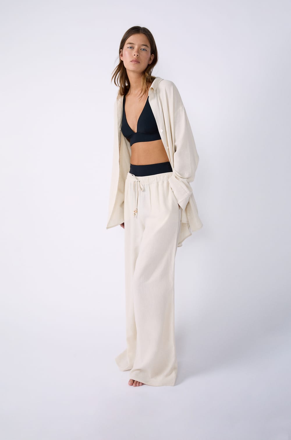 Wide-Leg Linen Pants;${refinementColor}