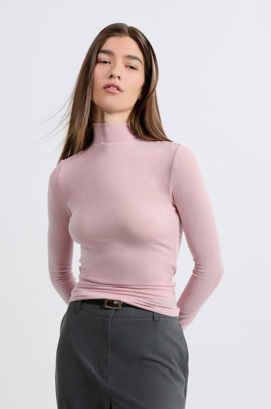 T-shirt manches longues col montant avec laine;${refinementColor}