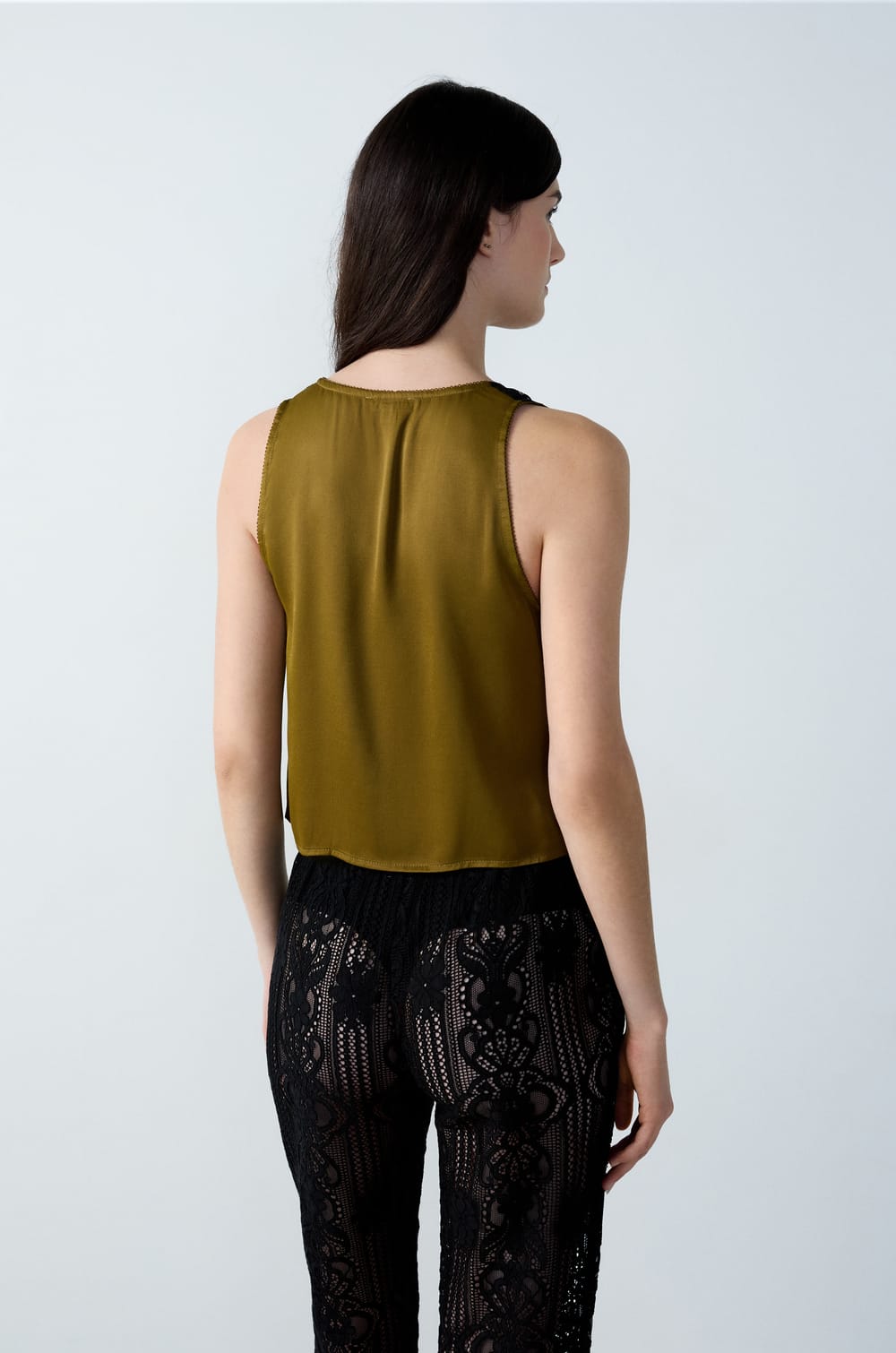 Débardeur de pyjama à nœud détails dentelle;${refinementColor}