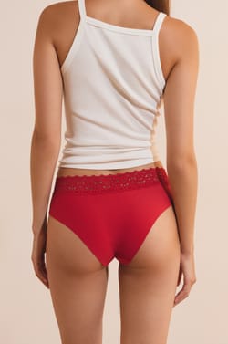 V-shape Hipster in Microfiber and Lace;${refinementColor}