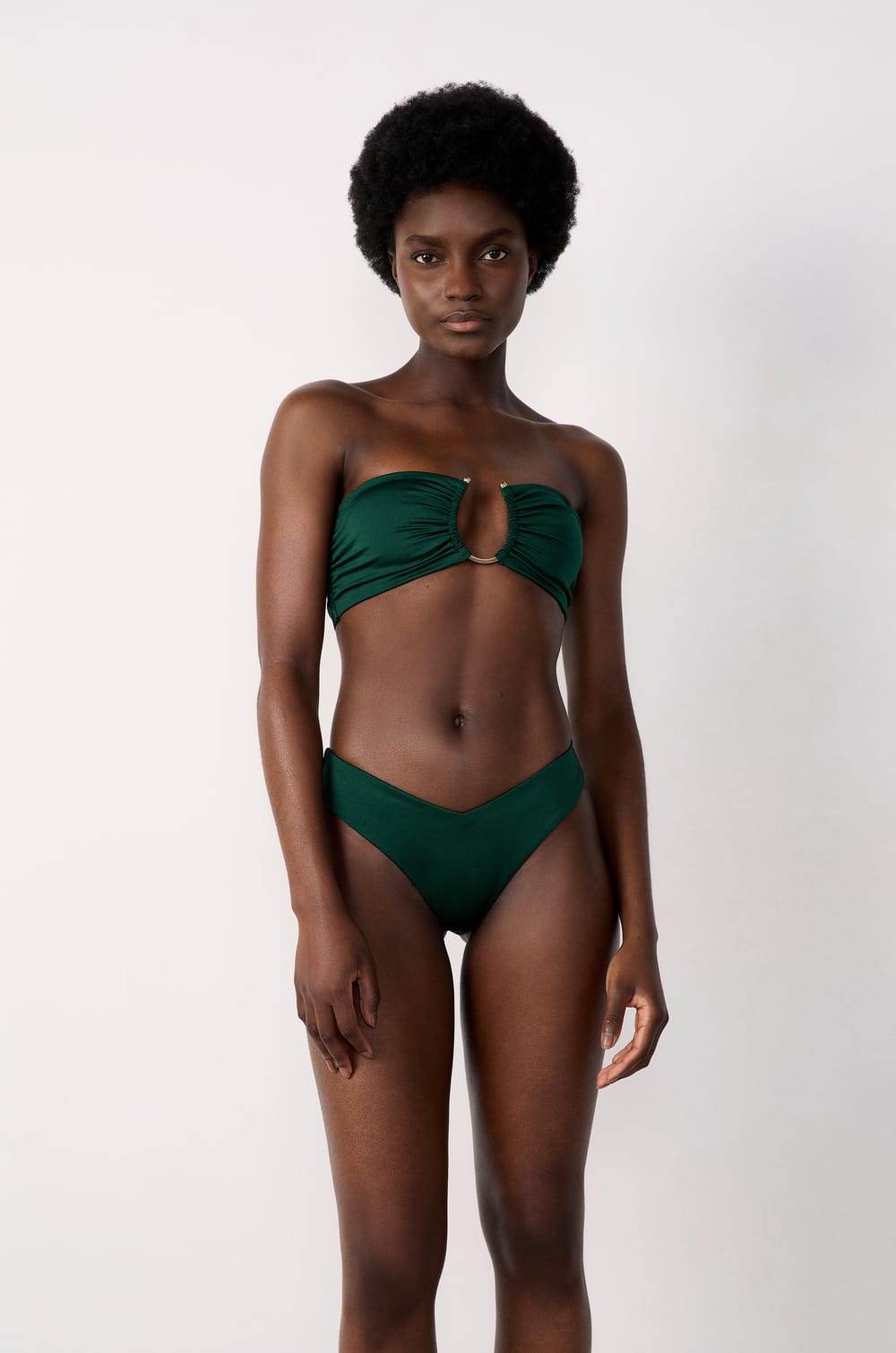 Strapless bikini top with satin ring detail;${refinementColor}