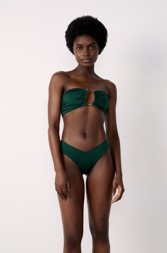 Strapless Bikini Top With Satin Ring Detail;${refinementColor}