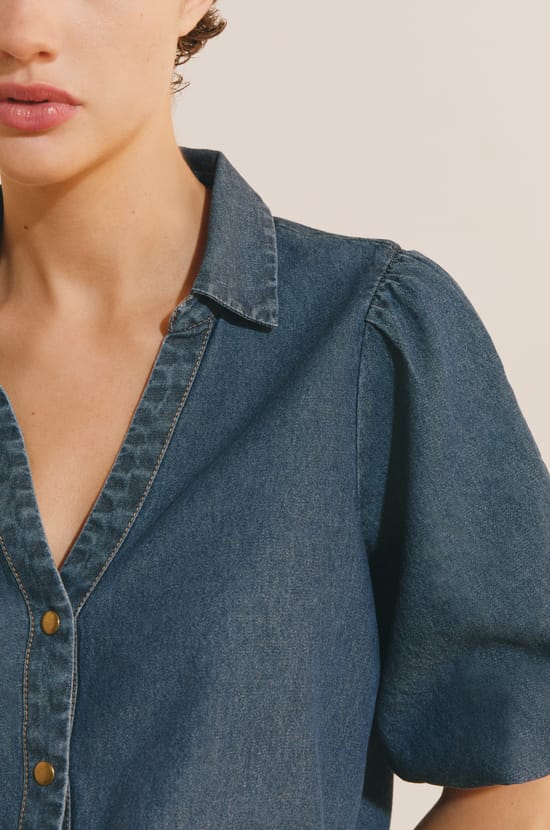 Chemise &agrave; manches courtes en coton;${refinementColor}