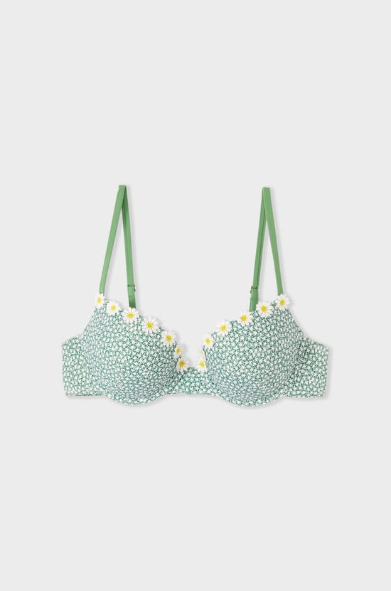 Floral Push-up Bikini Top;${refinementColor}