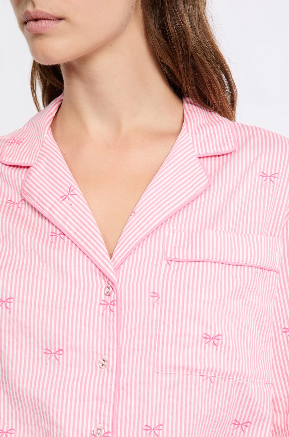 Patterned Cotton Pajama Shirt;${refinementColor}