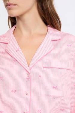 Patterned Cotton Pajama Shirt;${refinementColor}