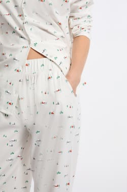 Patterned Cotton Pajama Pants;${refinementColor}
