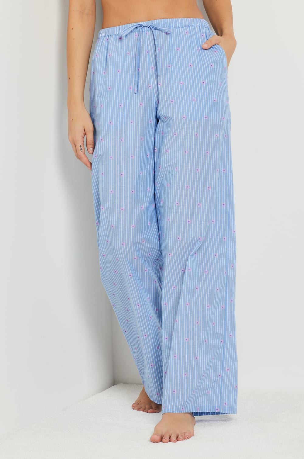Pantalon De Pyjama Saks Fifth Avenue – Taille S – Coton Mélangé Spandex Beige