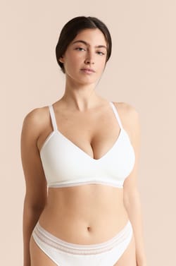 Wireless Triangle Bra with Lace Details;${refinementColor}