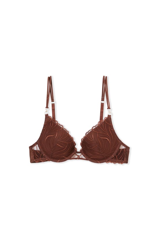 Soutien-gorge N.2 - Le push-up plongeant en broderie florale;${refinementColor}