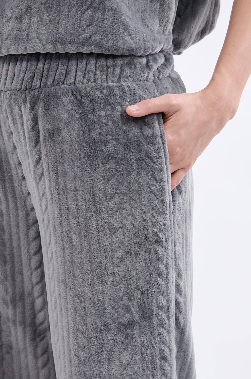 Pantalon de pyjama effet velours;${refinementColor}