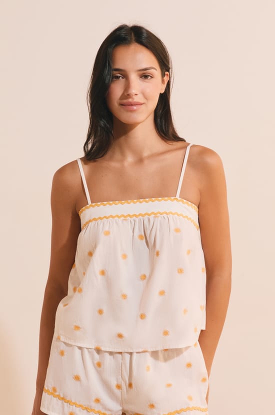 Caraco avec motifs soleil en coton;${refinementColor}