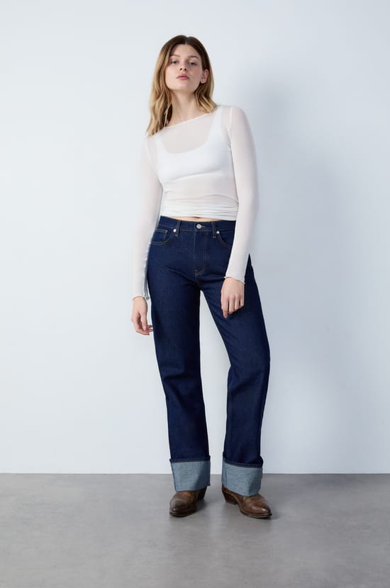 Long Sleeve Thermal Knit T-Shirt With Cashmere;${refinementColor}