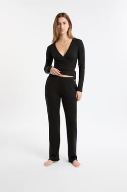 Long-sleeved wrap pyjama top;${refinementColor}