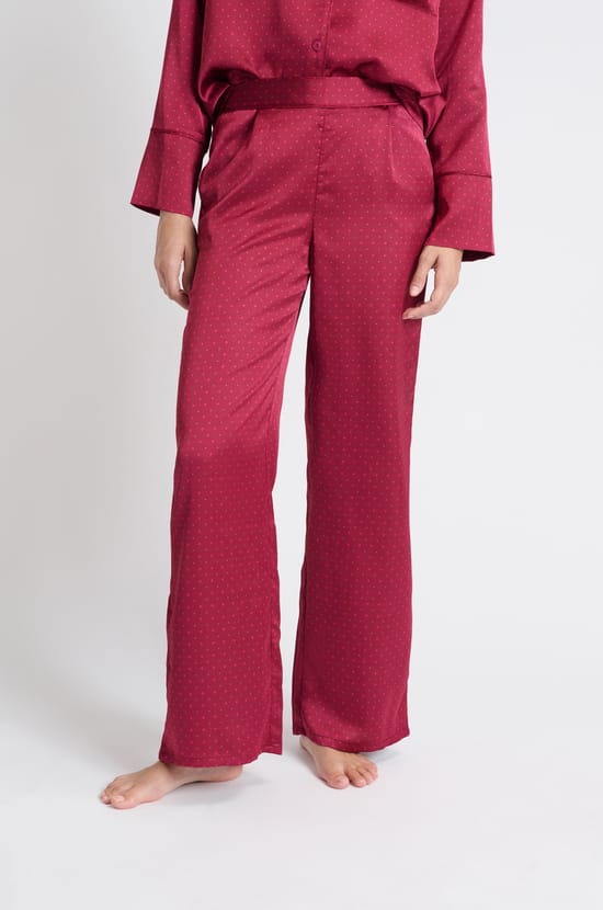 Pantalón de pijama satinado estampado;${refinementColor}