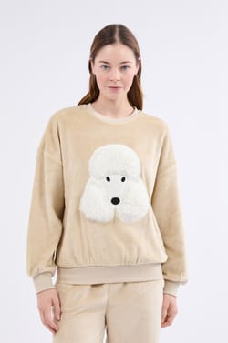 Sudadera de manga larga con efecto terciopelo;${refinementColor}