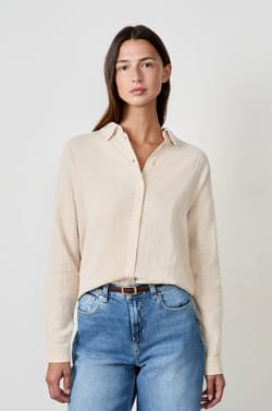 Chemise manches longues en gaze de coton;${refinementColor}