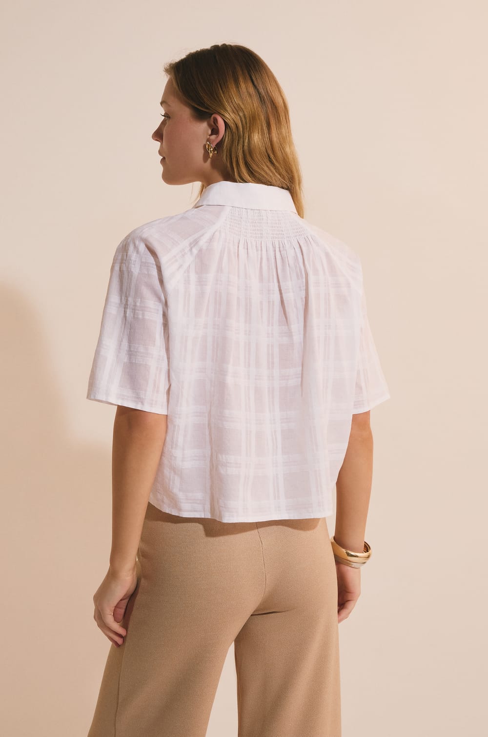 Chemise manches courtes en coton;${refinementColor}