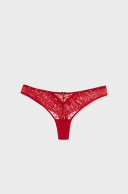 Embroidered Tulle Tanga;${refinementColor}