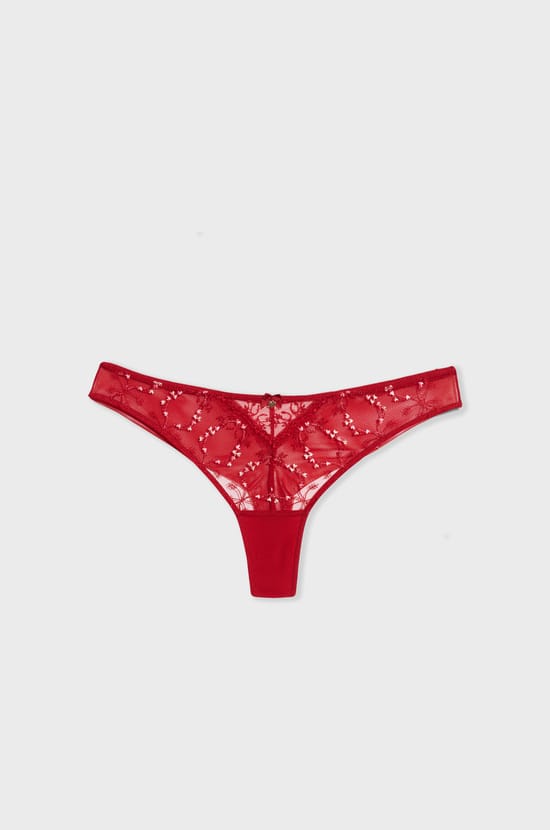 Embroidered Tulle Tanga;${refinementColor}