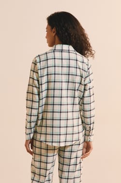 Chemise de pyjama &agrave; carreaux en coton;${refinementColor}