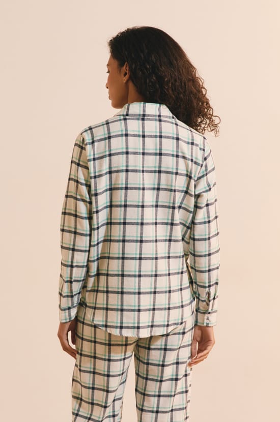 Chemise de pyjama &agrave; carreaux en coton;${refinementColor}