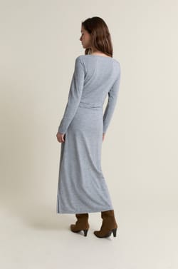 Long Dress with Boat Neckline;${refinementColor}