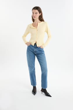 T-shirt boutonn&eacute; &agrave; manches longues en coton;${refinementColor}