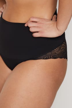 Figurformendes Slip mit hoher Taille und Details aus Spitze – mittlerer Halt;${refinementColor}