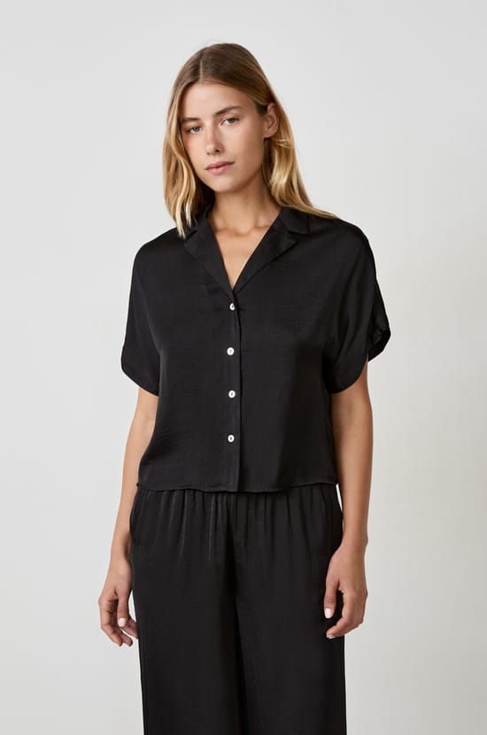 Satin Short-Sleeved Shirt;${refinementColor}