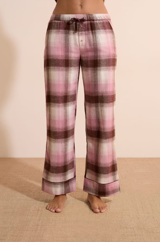 Pantalon de pyjama &agrave; carreaux en coton;${refinementColor}