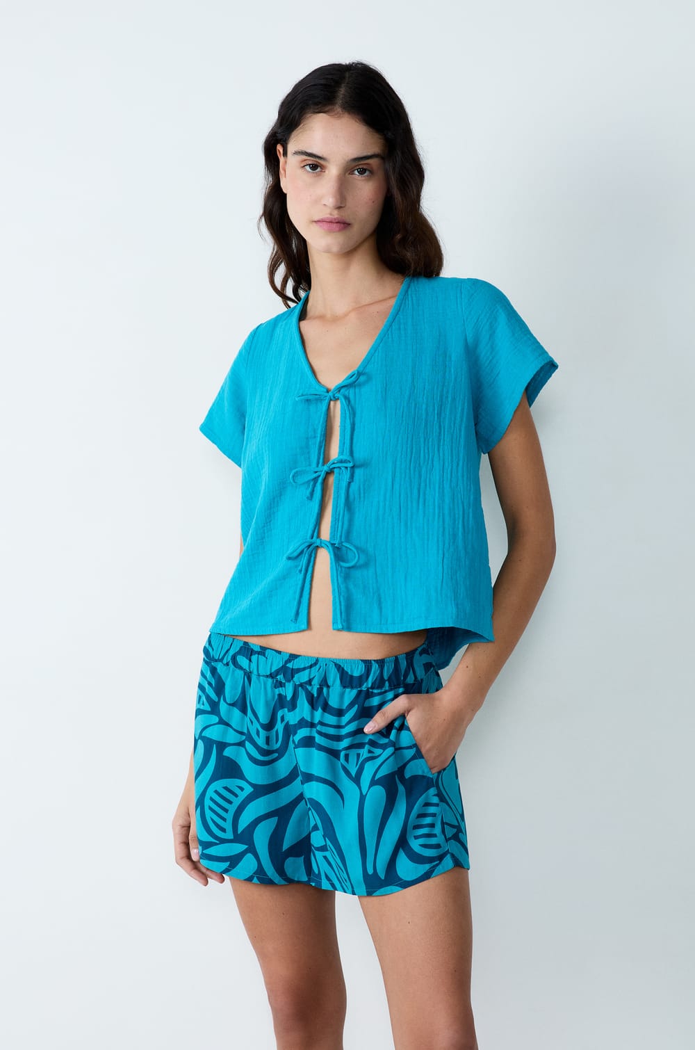 Pantalones cortos de pijama estampados;${refinementColor}