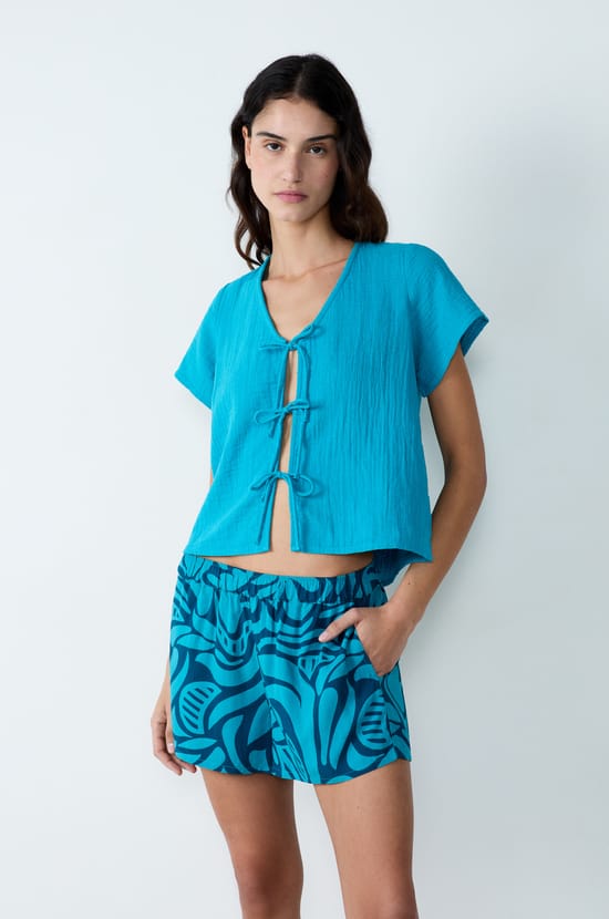 Pyjama shorts met print;${refinementColor}